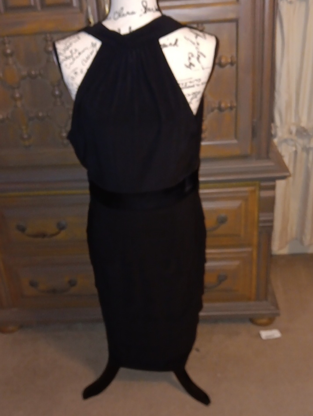 Evan Picone Black One-Shoulder Cocktail Dress